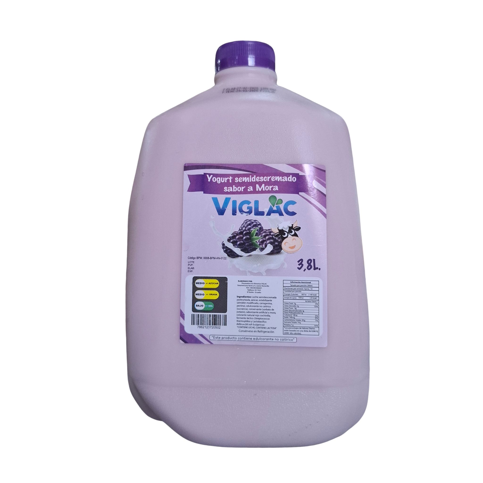 YOGURT VIGLAC GALON MORA 3.8 LITROS
