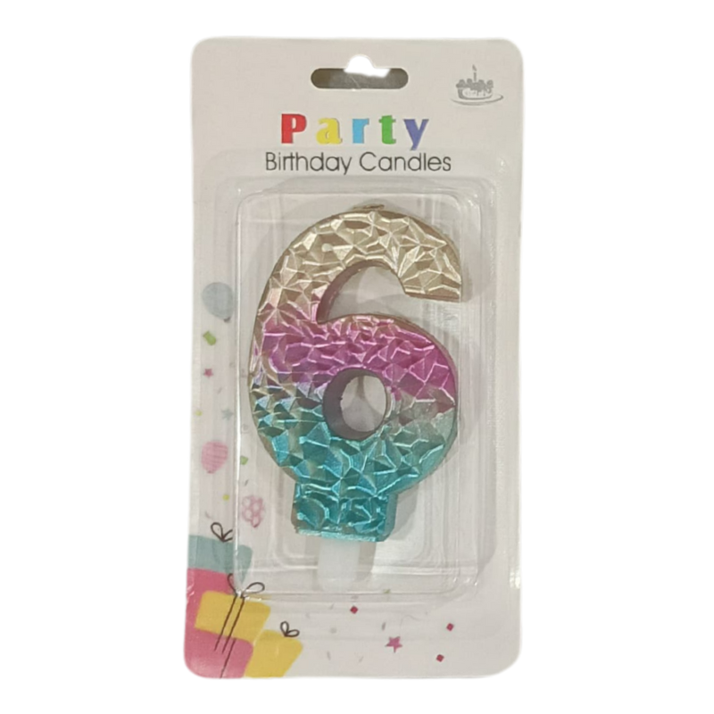 VELA MULTICOLOR NUMERO 6 PARTY