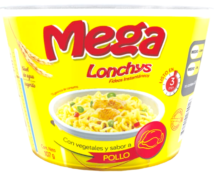 Fideos Instantáneos Sabor a Pollo LONCHYS, 107g