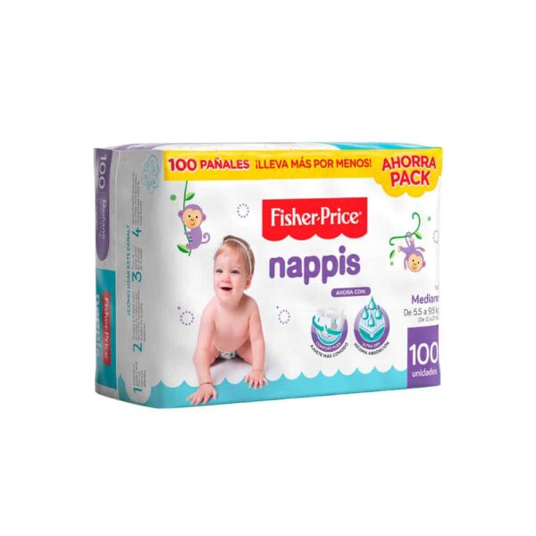 PAÑAL NAPPIS MEDIANO 100U