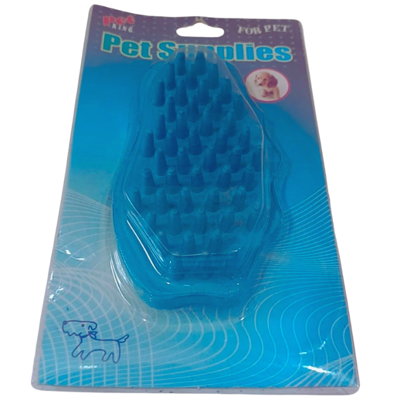 CEPILLO CAUCHO MASAJEADOR PMASCOTA PETKING AZUL 14,5X8X3CM236GR.