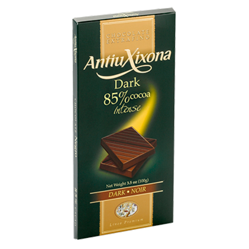 Barra de Chocolate Intense 85% Cacao sin gluten 100 grs Marca Antiu Xixona