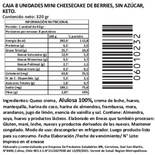 Caja 8 Unidades Mini Cheesecake de Berries, Sin azúcar, Keto, Marca Tremus - Imagen 4