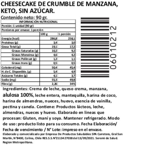 Cheesecake Crumble de Manzana, Keto, Sin azúcar, Marca Tremus - Imagen 4