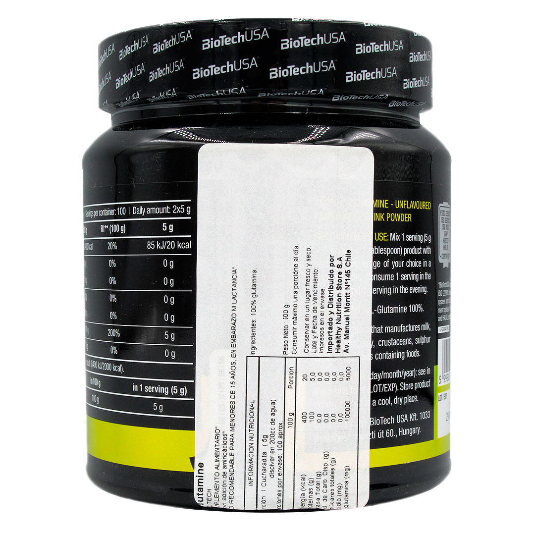 L Glutamina 100% Sin Sabor 500 Grs Marca Biotech Usa - Imagen 2