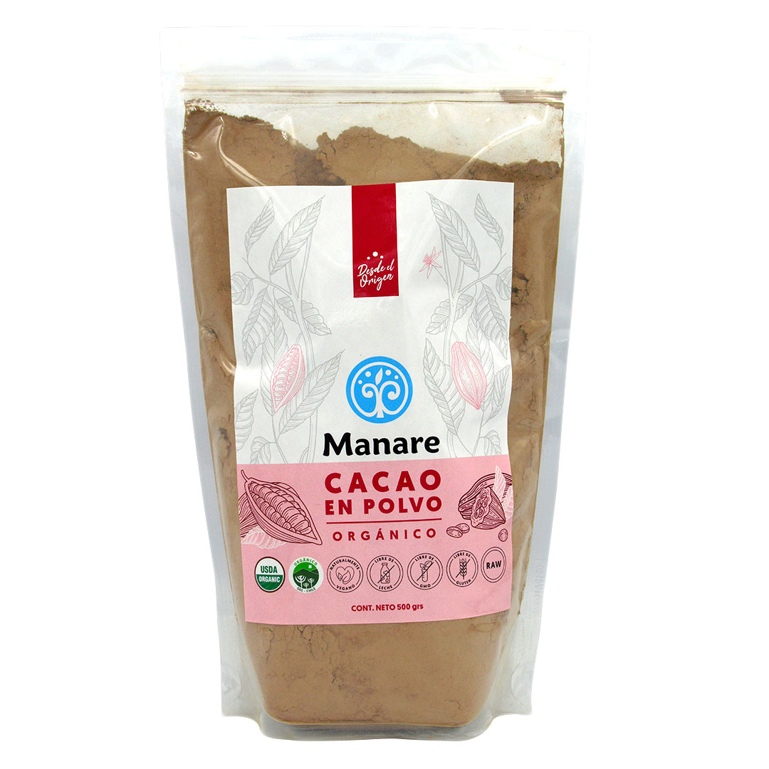 Cacao en Polvo Orgánico 500 grs Marca Manare