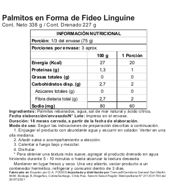 Linguini de Palmito Keto Vegano Sin Gluten 338 grs marca Palmini - Imagen 3