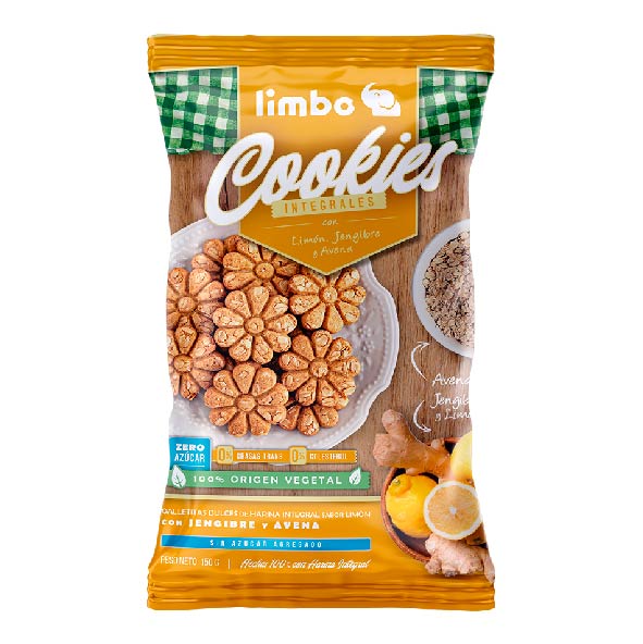 COOKIES INTEGRALES CON LIMON Y JENGIBRE 160GR. – LIMBO
