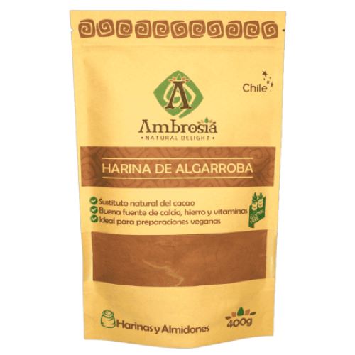 Harina de Algarroba Libre de gluten 400 grs marca Ambrosia