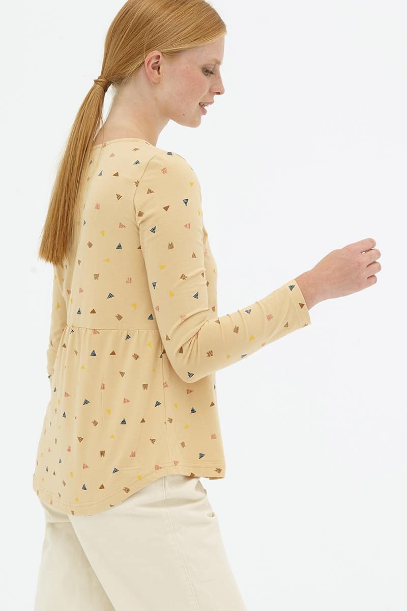 Blusa manga larga beige de algodón orgánico - Imagen 3