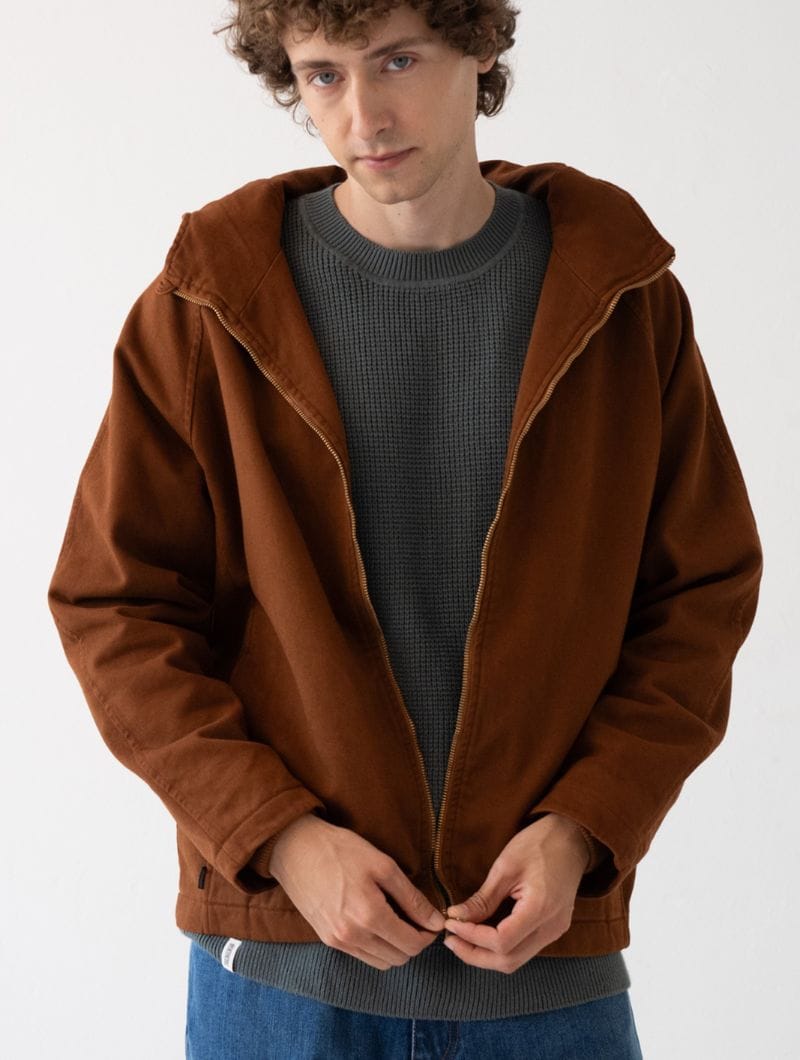 Chaqueta hombre con capucha teja de algodón orgánico