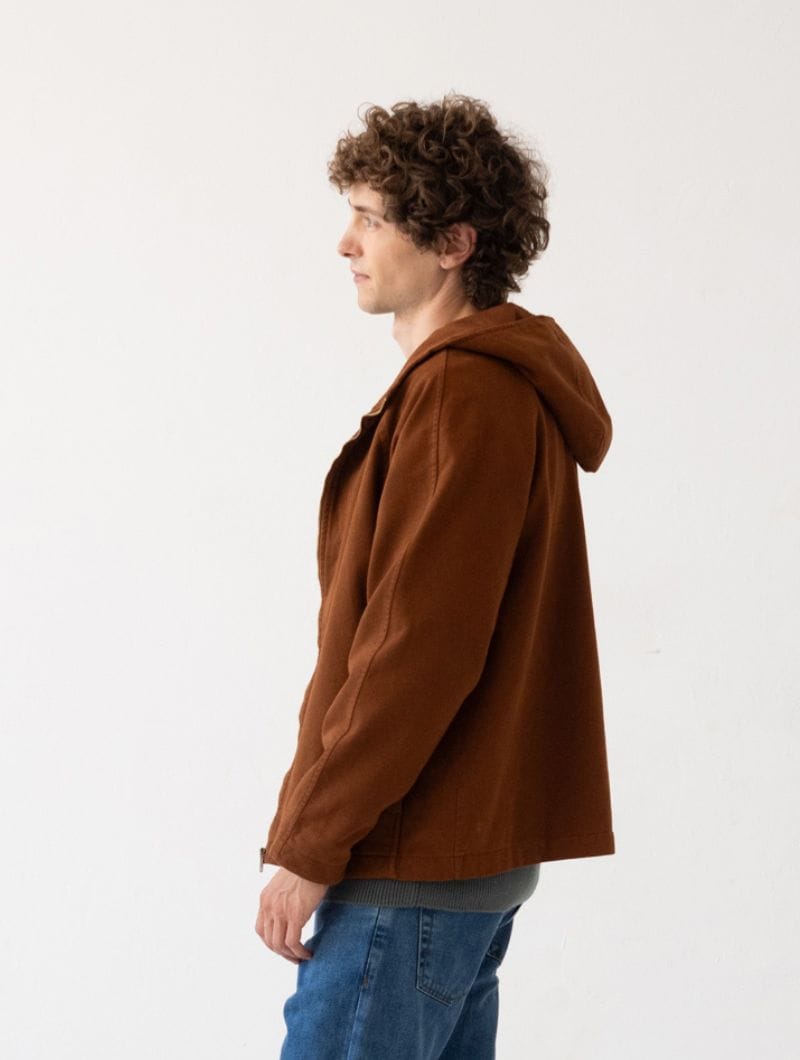 Chaqueta hombre con capucha teja de algodón orgánico - Imagen 3