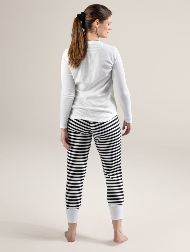 Pijama a rayas algodón orgánico blanco y negro - Imagen 2