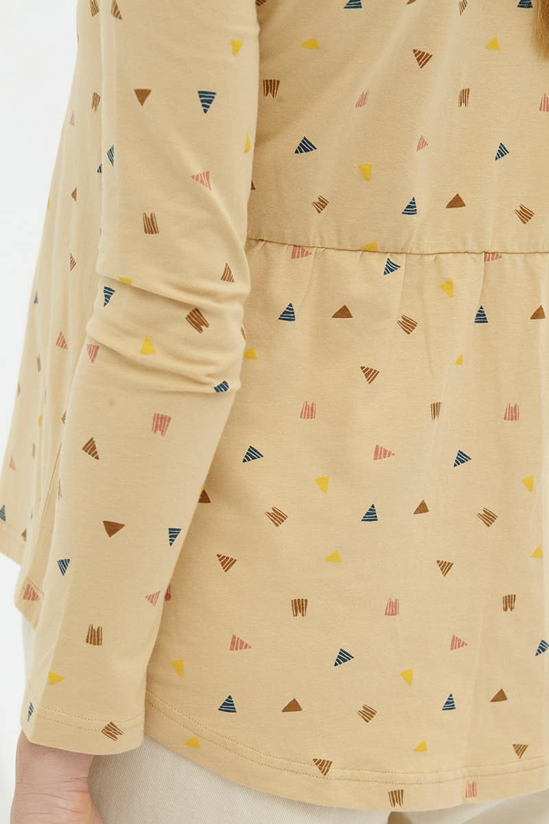 Blusa manga larga beige de algodón orgánico - Imagen 2