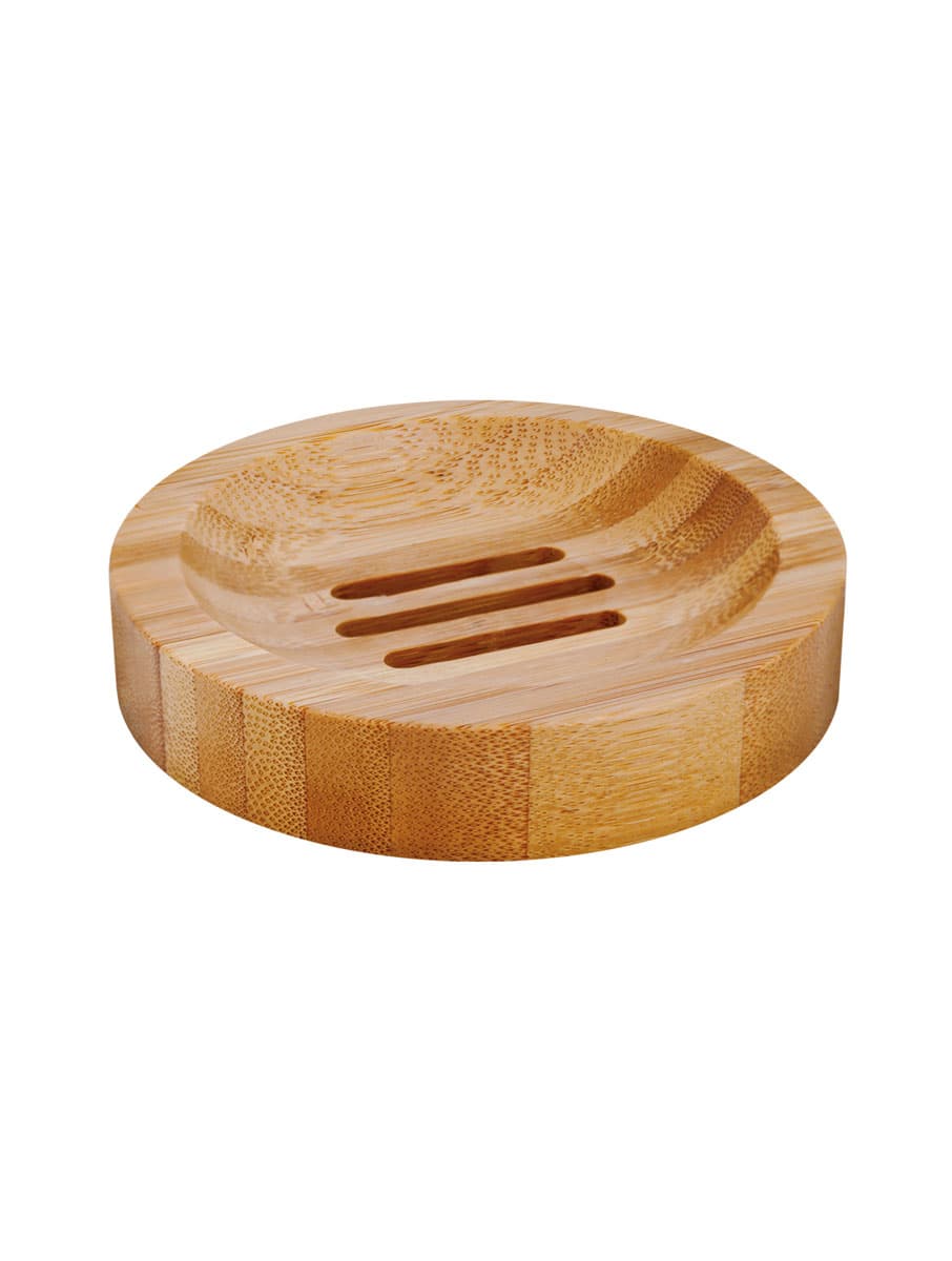 Jabonera baño de bambú redonda