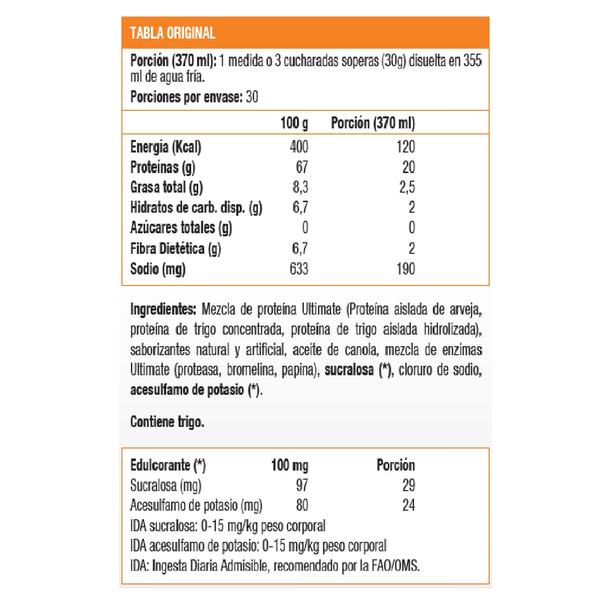 Proteína Isolada Vegana 100% Natural sin azúcar Sabor Vainilla 840 grs Marca Ultimate Nutrition - Imagen 2